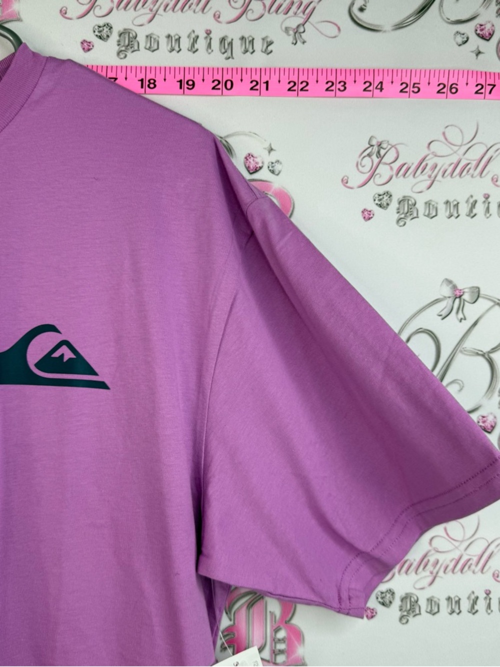 Quiksilver T-shirt purple black logo Short Sleeve Logo Tee - Lavender NEW - Picture 7 of 11